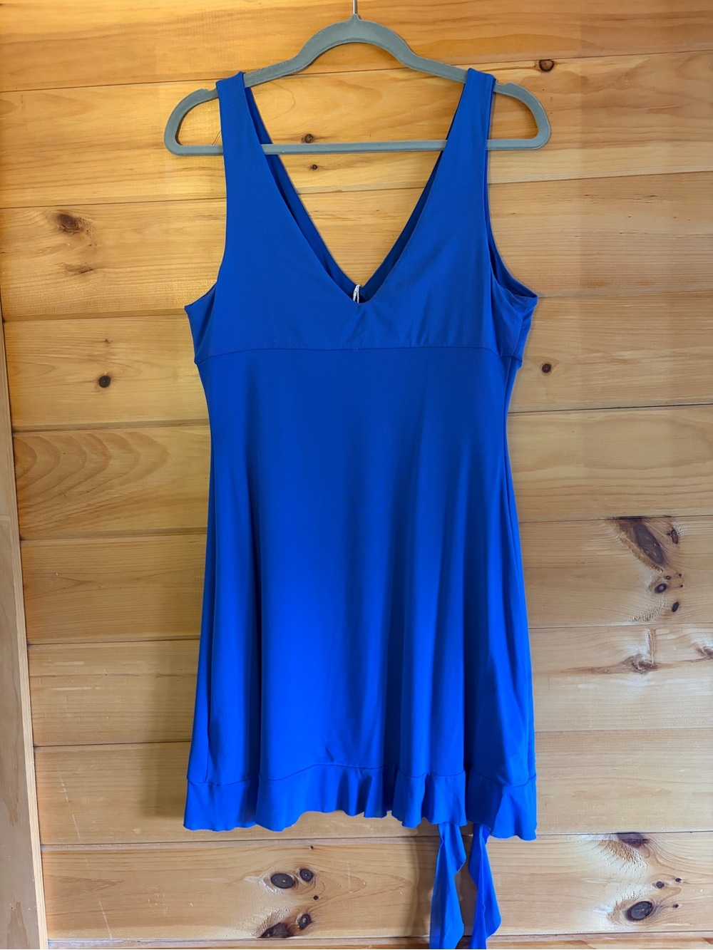 Amazon Blue deep v, leg split, Ruffle Mini Dress - Picture 5 of 6